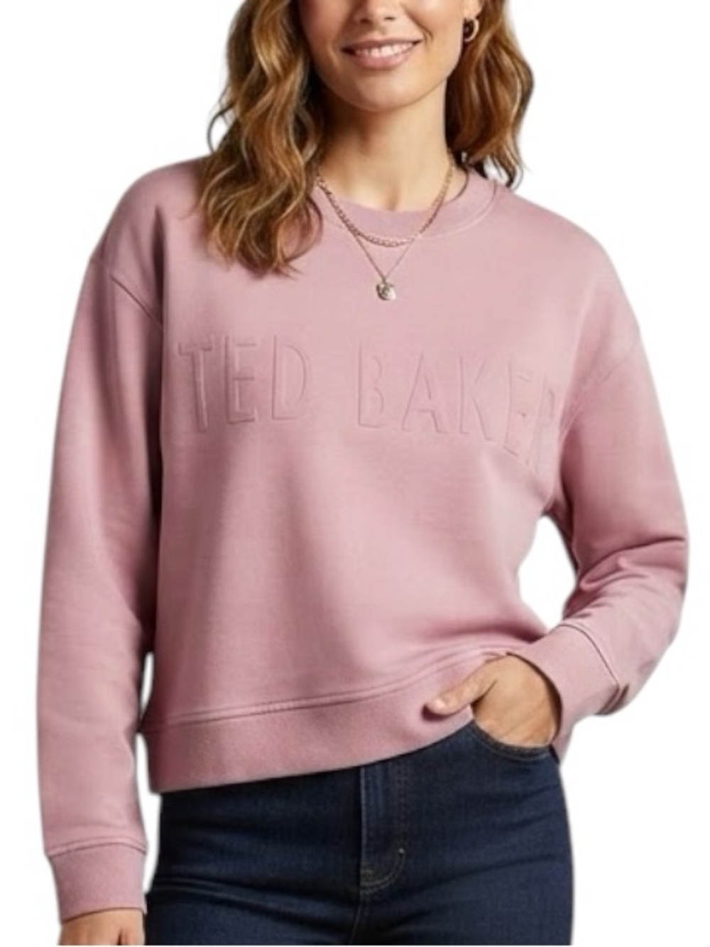TED BAKER Blush Pink Lorito Logo Embossed Sweatshirt Pullover Sweater 6 Ted 2